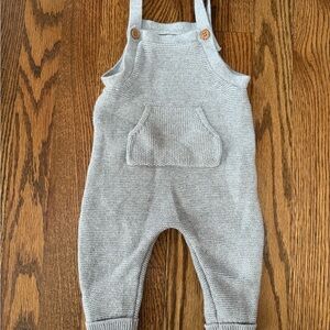 Carters Little Planet Gray Knit Overalls with Pocket 6M
